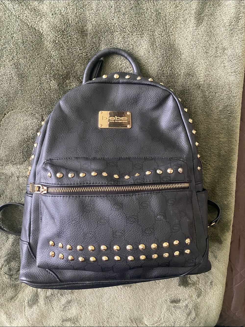bebe Black Studded Mini Backpack